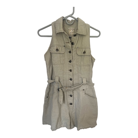 Vintage Jou Jou Cotton Shorts Onesie Romper Belted Utility M - Picture 1 of 6